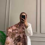 Soft Çiçek Desen Şal (Kahverengi)