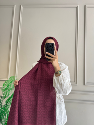 T Desen Şal (Bordo)