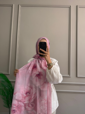 Soft Çiçek Desen Şal (Pembe)