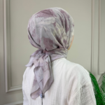 Soft Çiçek Desen Eşarp (Lila)