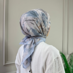 Soft Çiçek Desen Eşarp (Mavi)