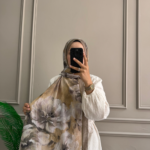 Soft Çiçek Desen Şal (Açık Kahve)