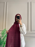 Leopar Desen Şal (Bordo) - Görsel 3