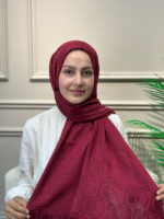 Dama Desen Şal (Kırmızı Bordo)