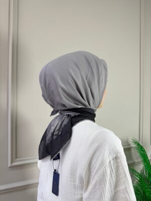 Çerçeve Desen Eşarp (Gri)